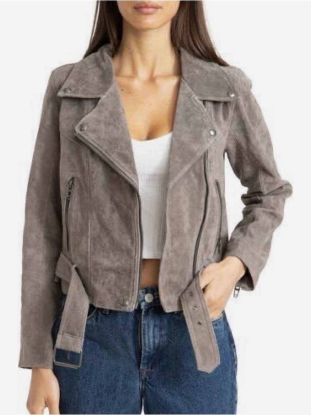 Blank NYC Taupe Leather Moto Jacket